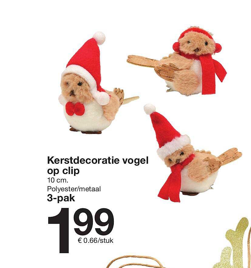 Kerstdecoratie vogel op clip