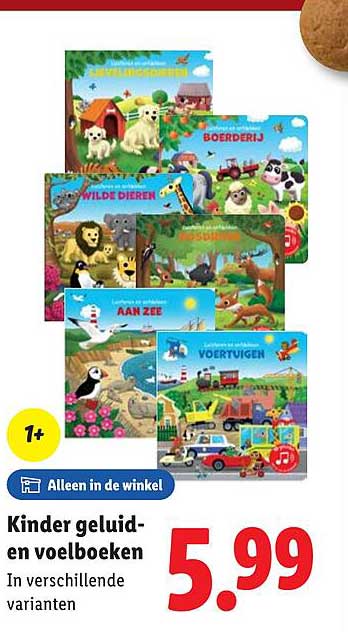 Kinder geluiden- en voelboeken in verschillende varianten