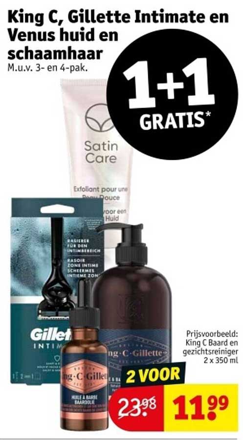 King C, Gillette Intimate en Venus huid en schaamhaar