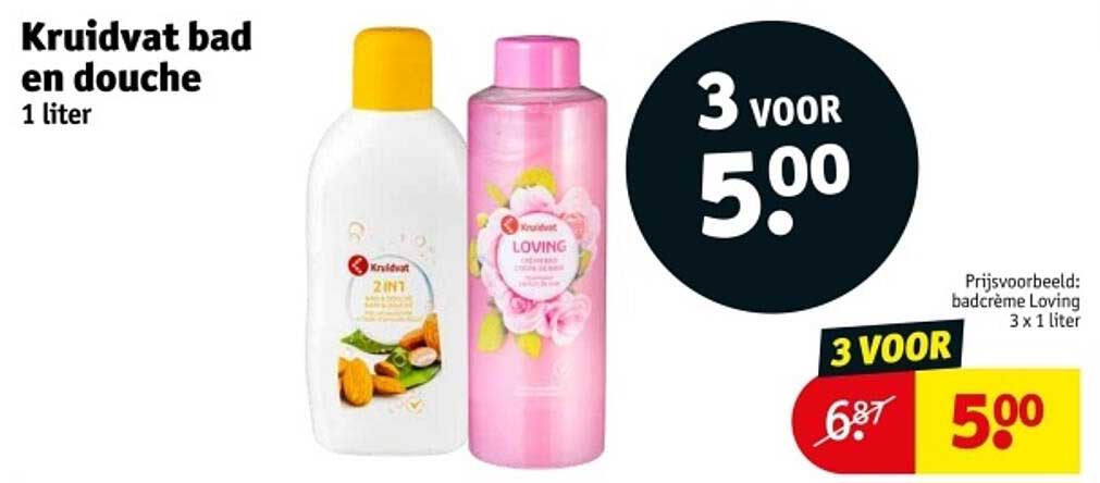 Kruidvat bad en douche 1 liter - 3 voor 5,00