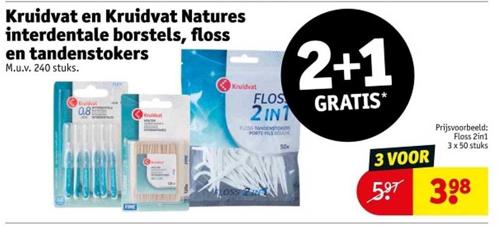 Kruidvat en Kruidvat Natures interdentaalborstels, floss en tandenstokers