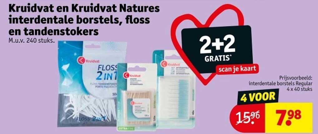 Kruidvat en Kruidvat Natures interdentaleborstels, floss en tandenstokers
