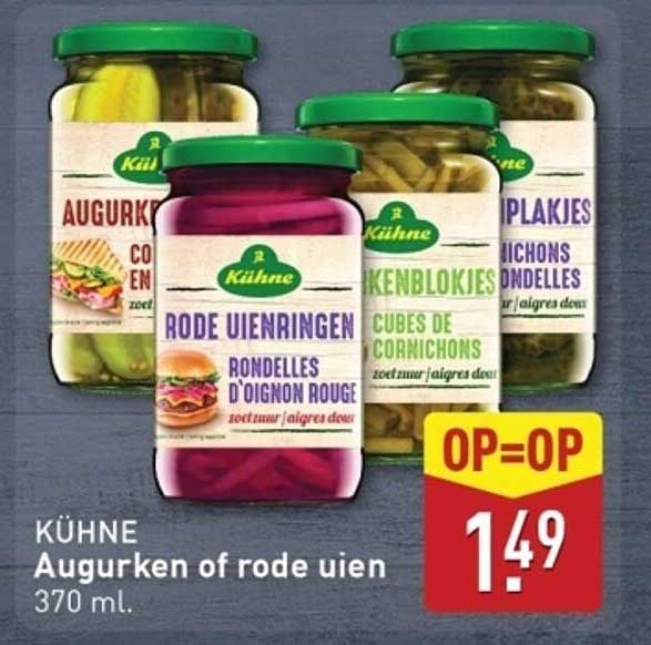 KÜHNE Augurken of rode uien 370 ml.