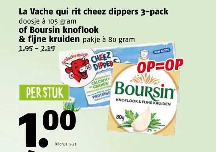 La Vache qui rit cheez dippers 3-pack of Boursin knoflook & fijne kruiden