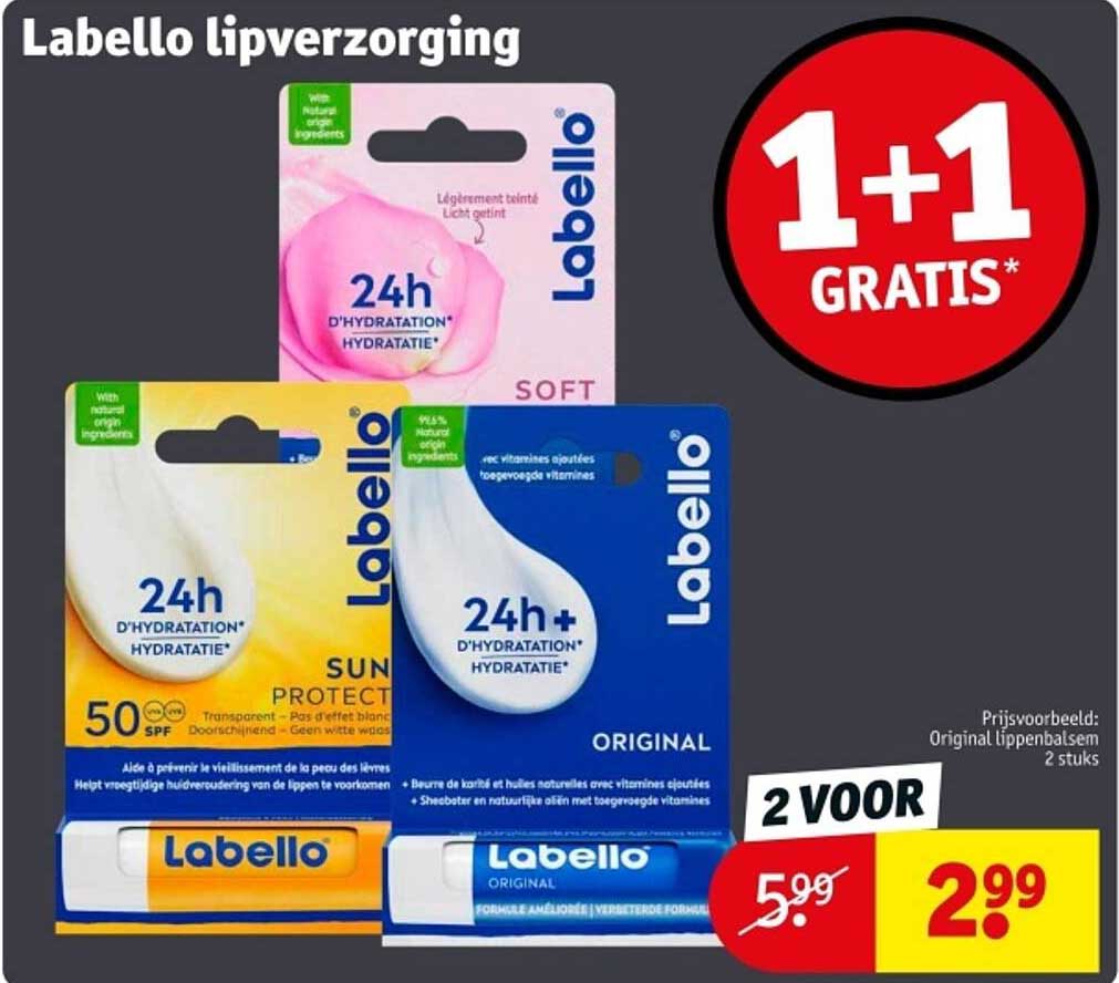 Labello lipverzorging 1+1 GRATIS