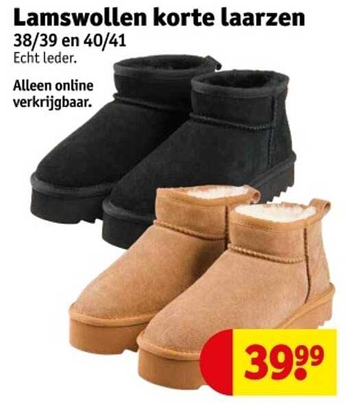 Lamswollen korte laarzen 38/39 en 40/41 Echt leder