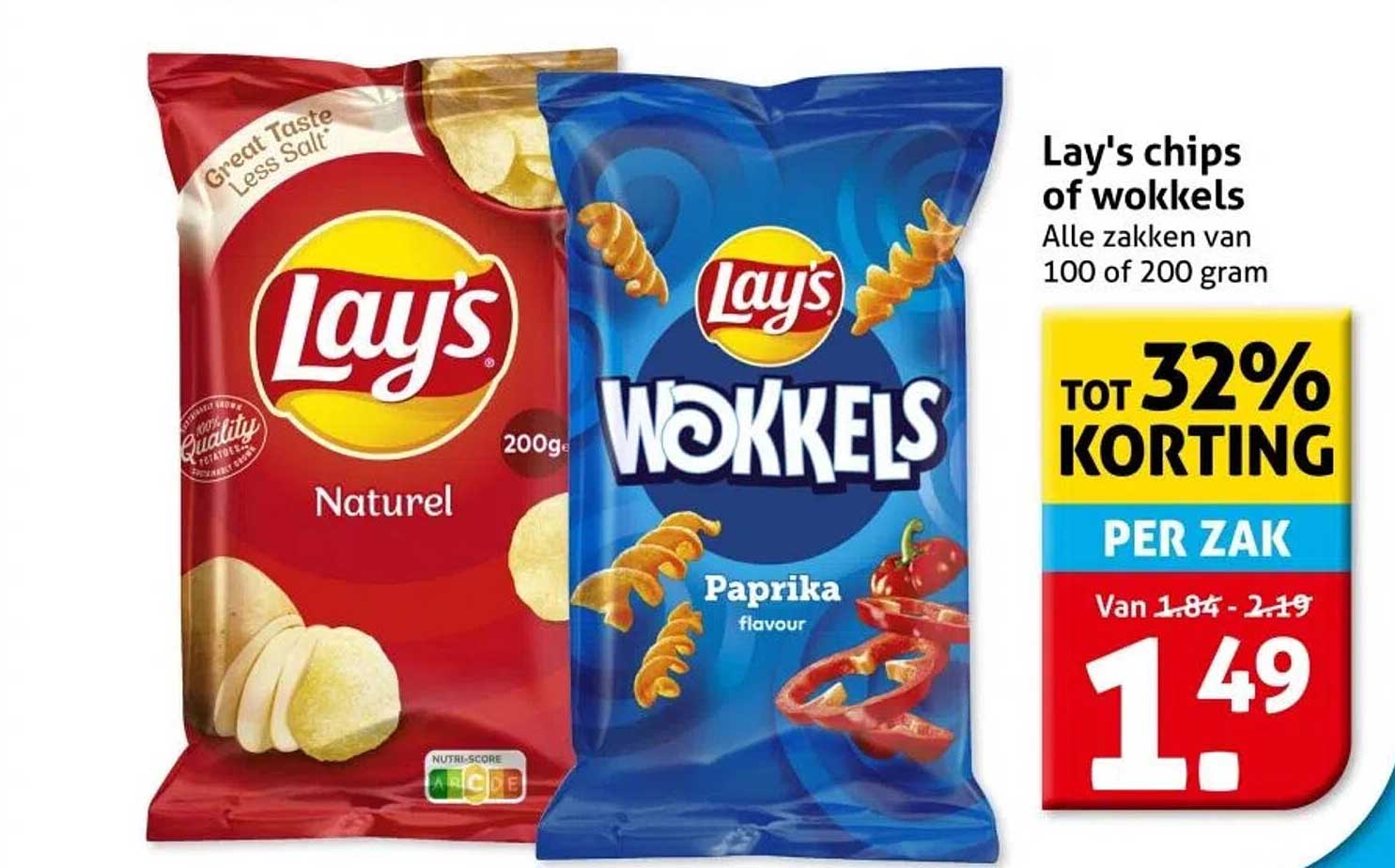 Lay's chips of wokkels - Tot 32% korting per zak