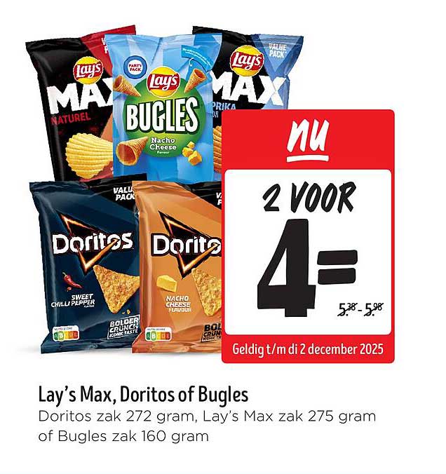Lay’s Max, Doritos of Bugles