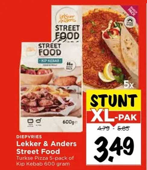 Lekker & Anders Street Food Turkse Pizza 5-pack of Kip Kebab 600 gram