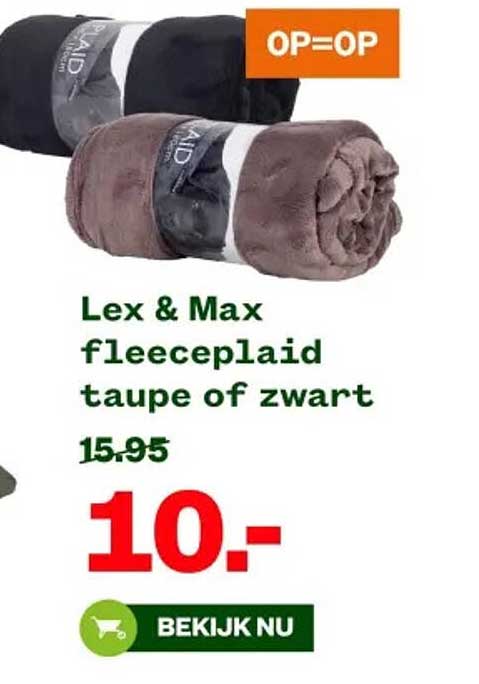 Lex & Max fleeceplaids taupe of zwart