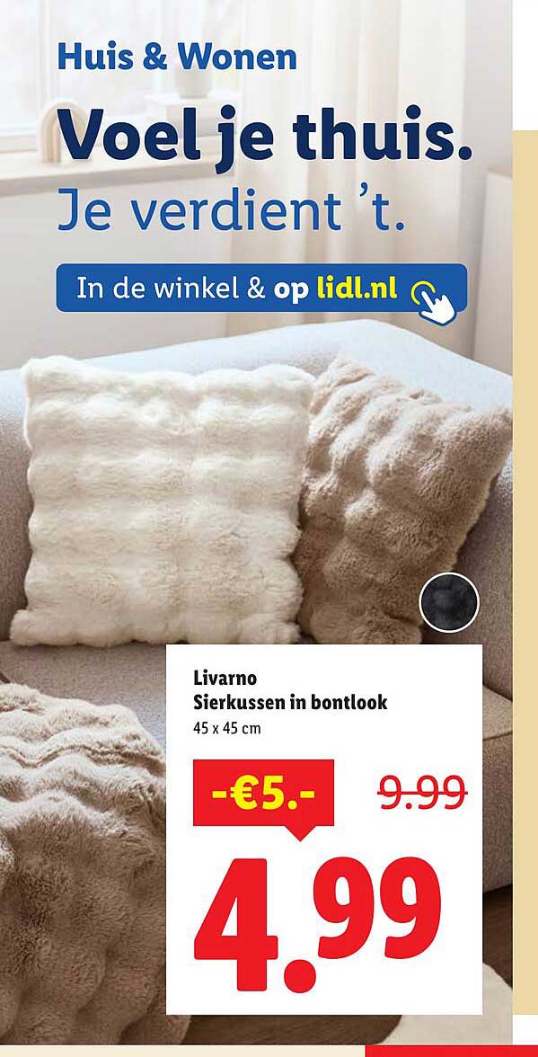 Livarno Sierkussen in bontlook 45 x 45 cm