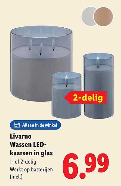 Livorno Wassen LED-kaarsen in glas