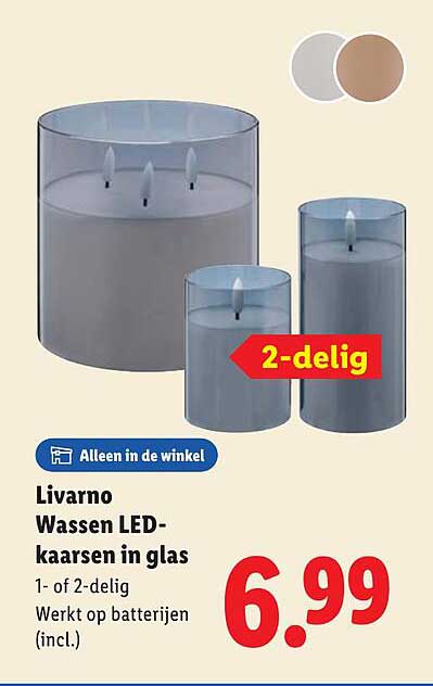 Livorno Wassen LED-kaarsen in glas