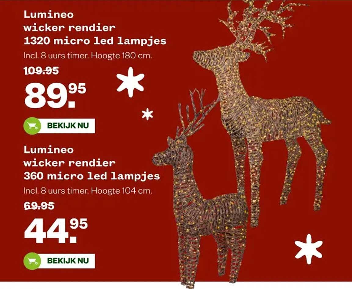 Luminea wicker rendier 1320 micro led lampjes