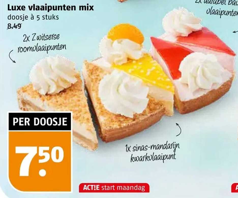Luxe vlaaipunten mix doosje à 5 stuks