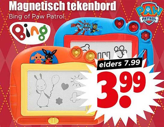 Magnetisch tekenbord Bing of Paw Patrol