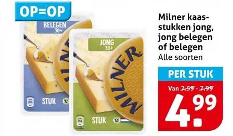 Milner kaasstukken jong, jong belegen of belegen
