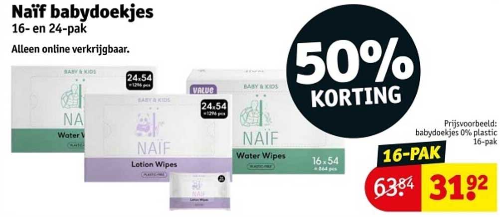 Naïf babydoekjes 16- en 24-pak