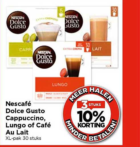 Nescafé Dolce Gusto Cappuccino, Lungo of Café Au Lait XL-pak 30 stuks