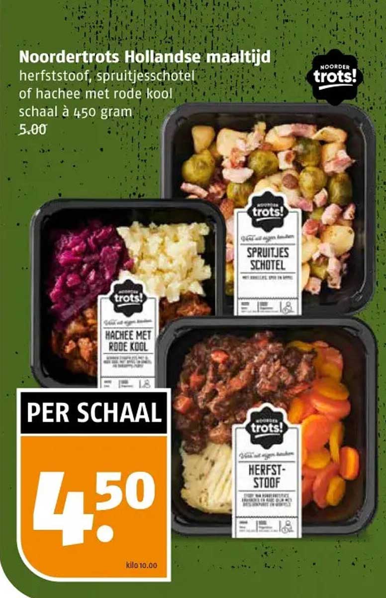 Noordertrots Hollandse maaltijd herfststoof, spruitjesschotel of hachee met rode kool schaal à 450 gram