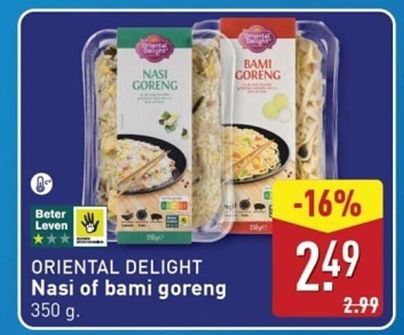 ORIENTAL DELIGHT Nasi of bami goreng 350 g.
