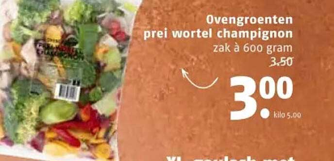 Ovengroenten prei wortel champignon zak à 600 gram