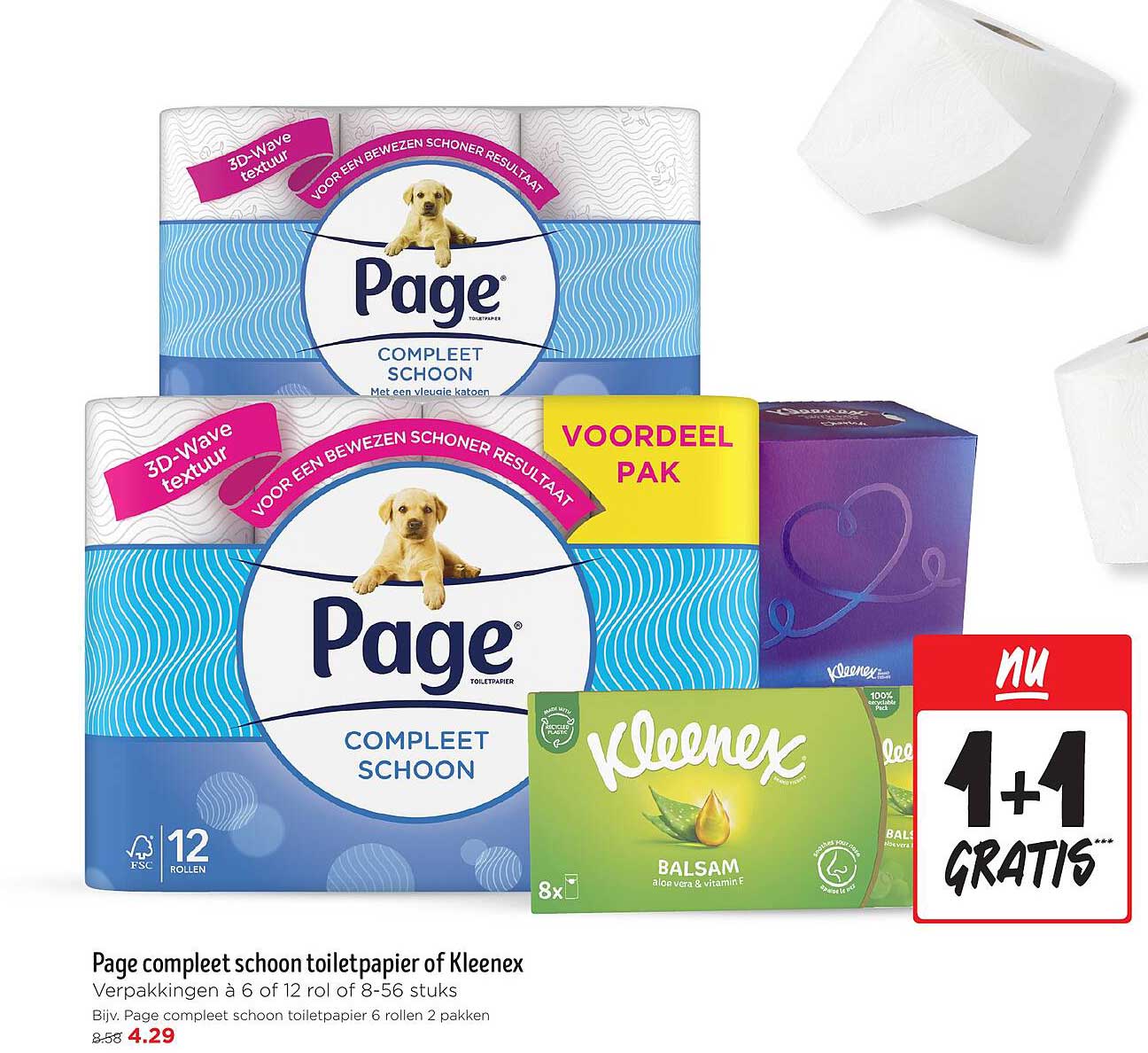 Page compleet schoon toiletpapier of Kleenex