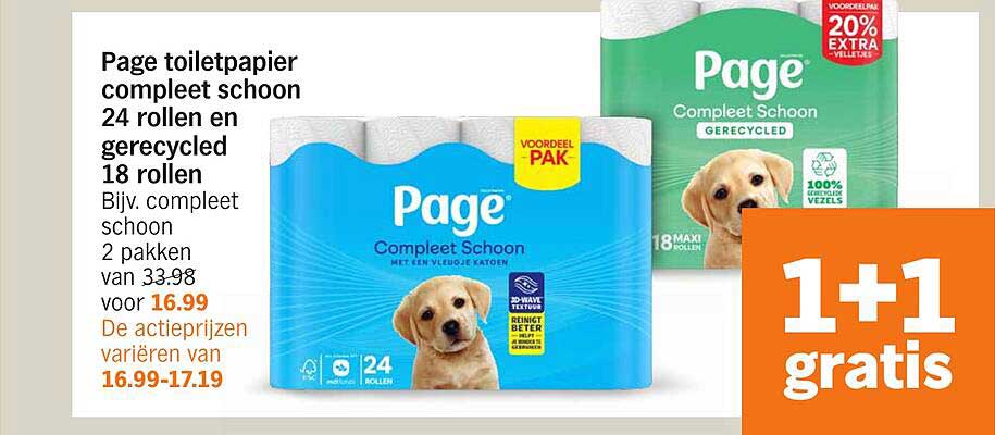 Page toiletpapier compleet schoon 24 rollen en gerecycled 18 rollen