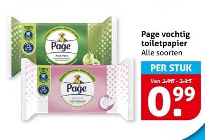 Page vochtig toiletpapier Alle soorten