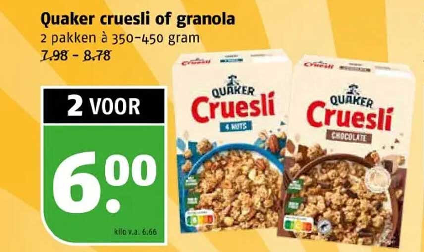 Quaker cruesli of granola