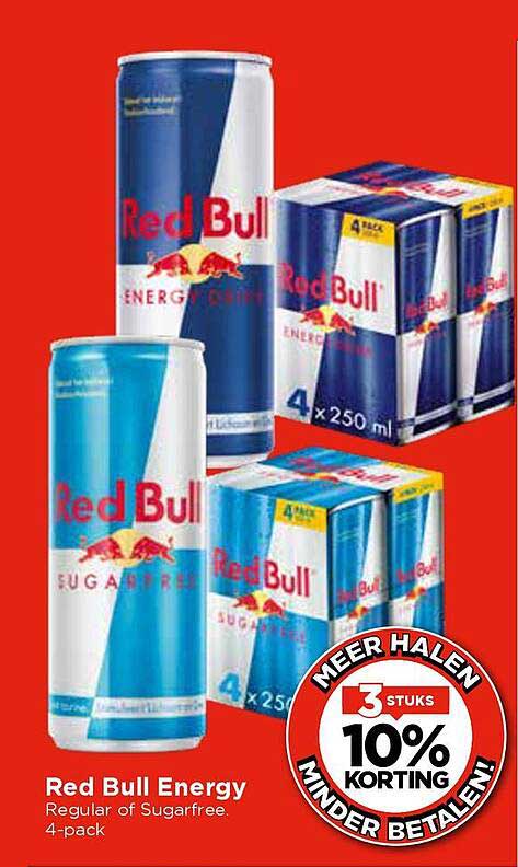 Red Bull Energy Regular of Sugarfree 4-pack