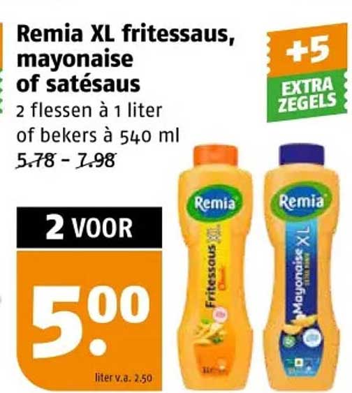 Remia XL fritessaus, mayonaise of satésaus