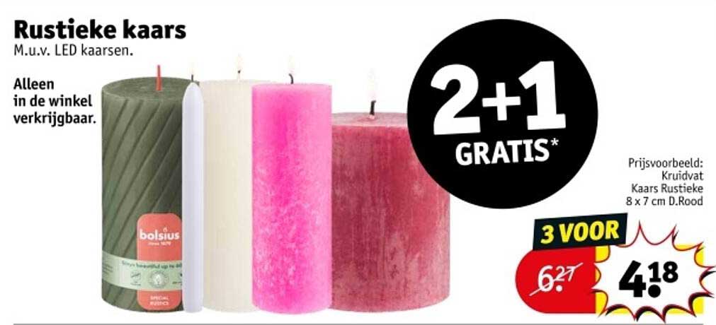 Rustieke kaarsen M.u.v. LED kaarsen.