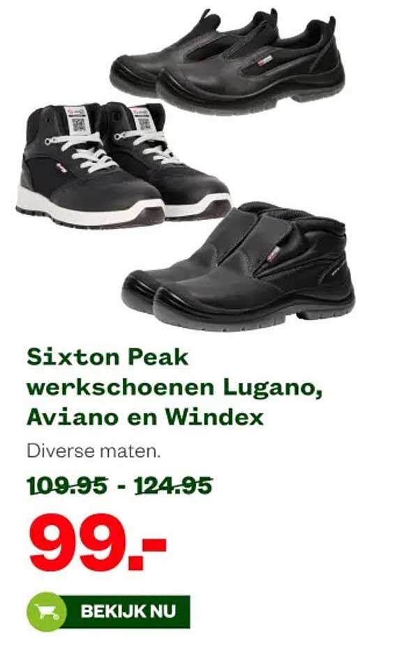 Sixton Peak werkschoenen Lugano, Aviano en Windex
