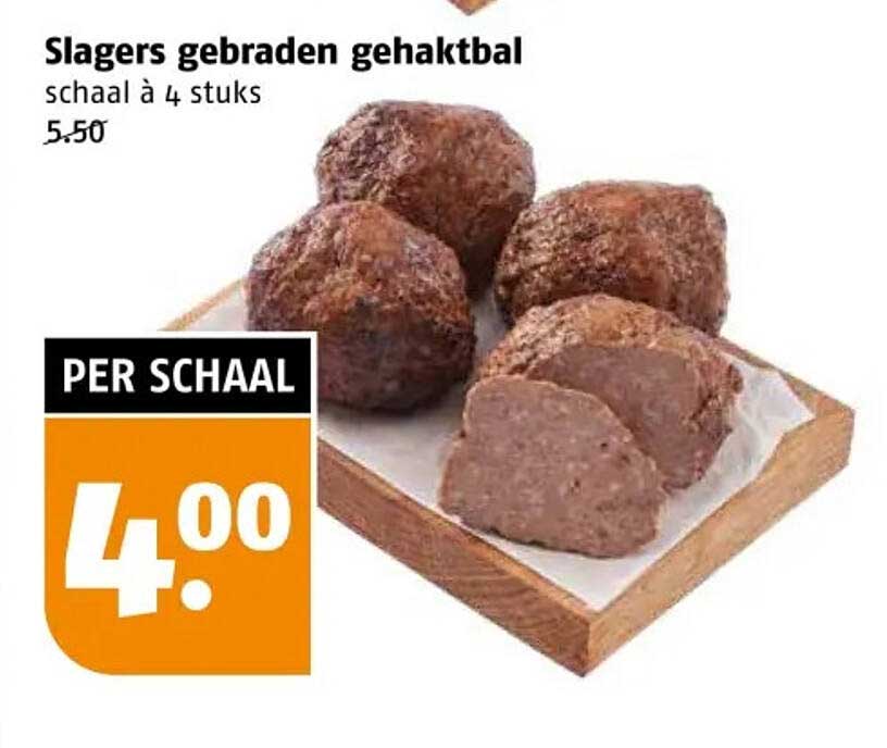 Slagers gebraden gehaktbal schaal à 4 stuks