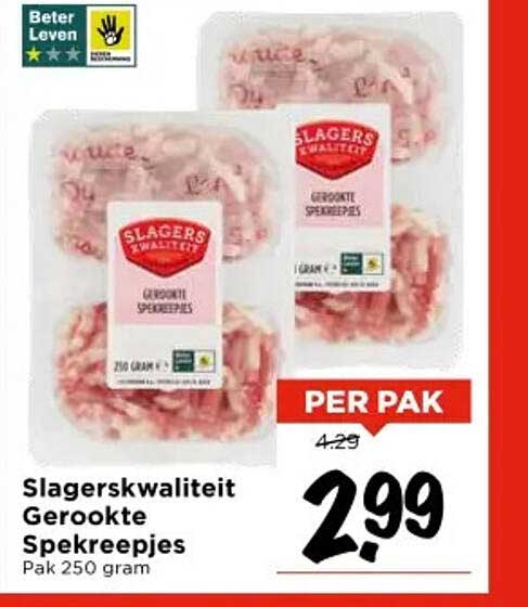 Slagerskwaliteit Gerookte Spekreepjes Pak 250 gram