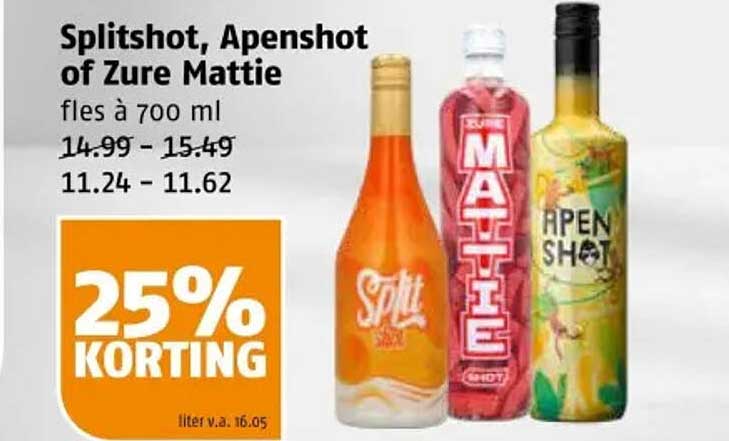 Splitshot, Apenshot of Zure Mattie fles à 700 ml