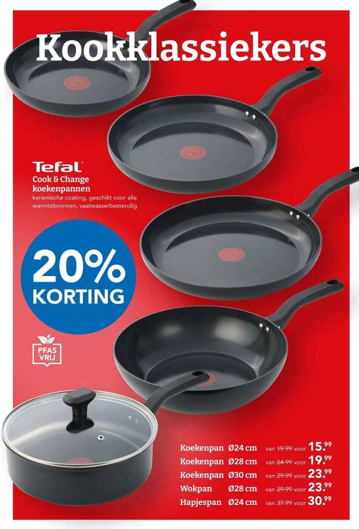 Tefal Cook & Change koekenpannen 20% korting