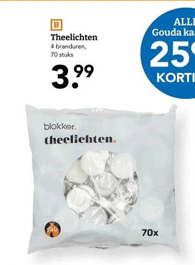 Theelichten 4 branduren, 70 stuks