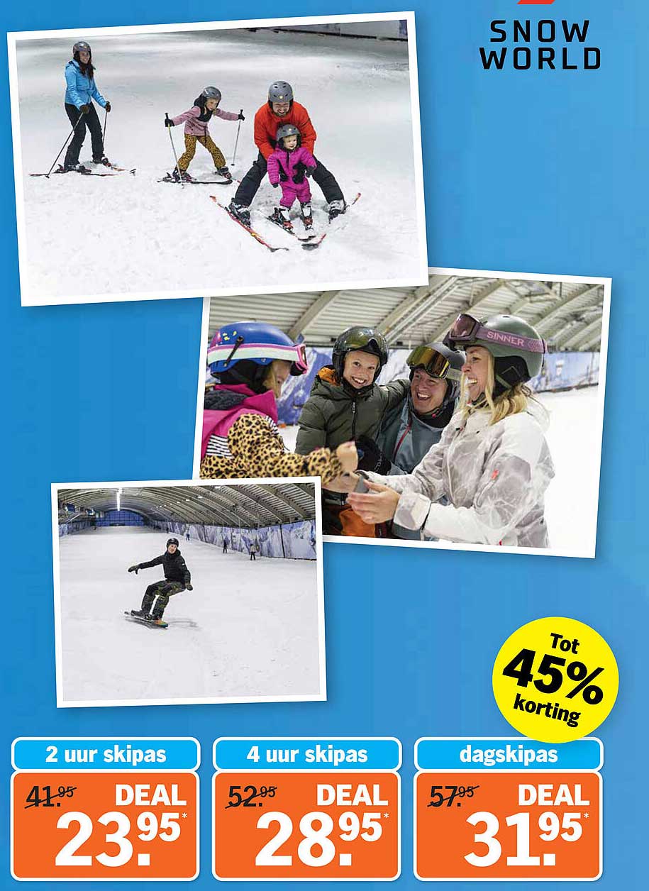 Tot 45% korting op skipassen bij SnowWorld