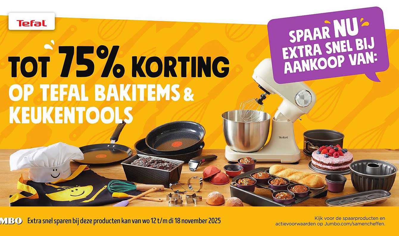 Tot 75% korting op Tefal bakitems & keukentools