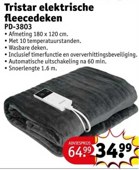 Tristar elektrische fleecedeken PD-3803