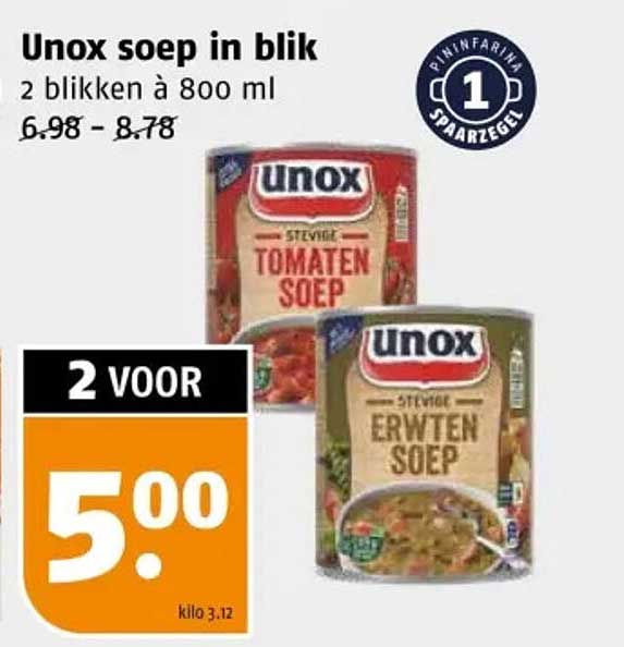 Unox soep in blik