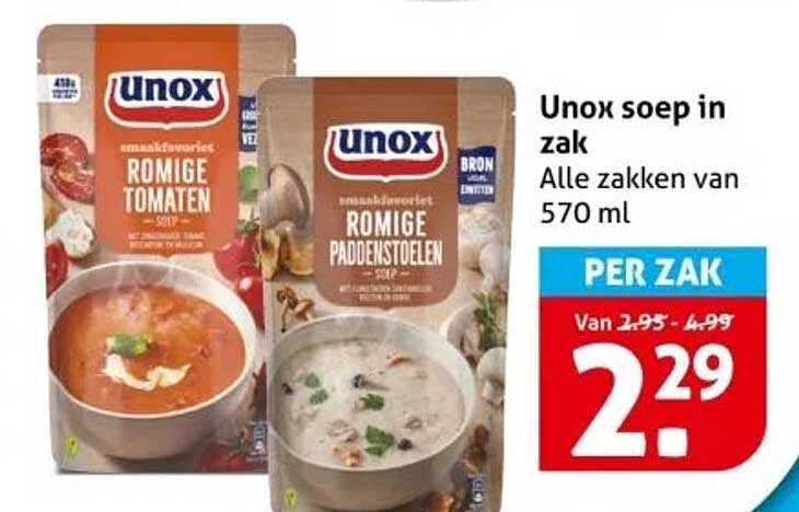 Unox soep in zak