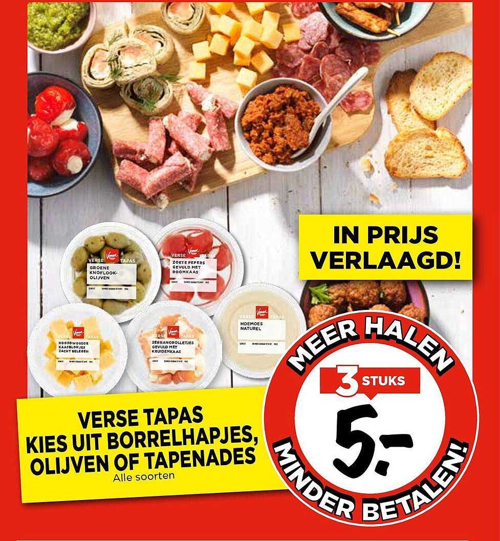 VERSE TAPAS KIES UIT BORRELHAPJES, OLIVEN OF TAPENADES