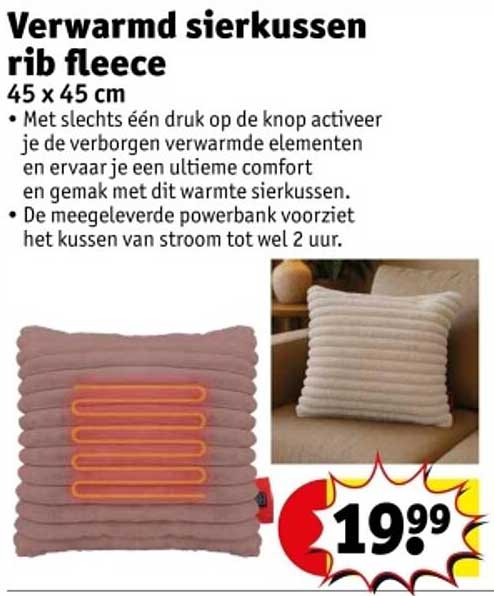Verwarmd siera kussen rib fleece