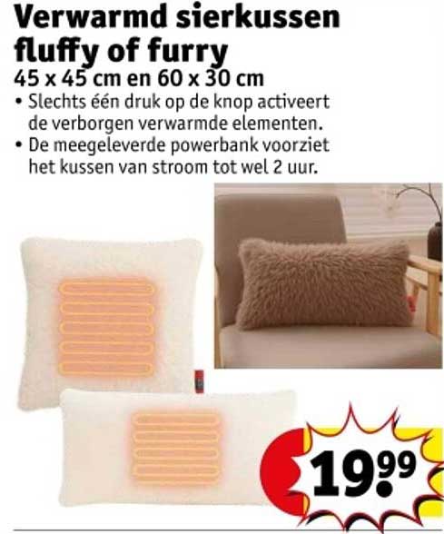 Verwarmd sierkussen fluffy of furry