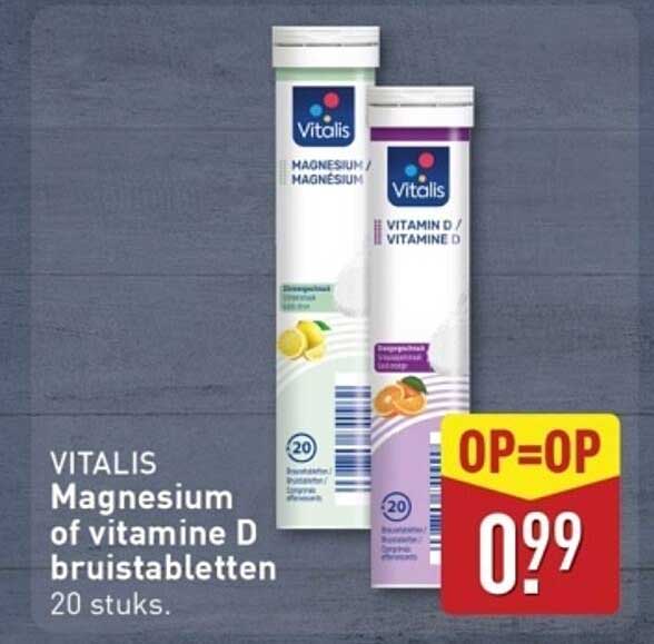 VITALIS Magnesium of vitamine D bruistabletten 20 stuks.
