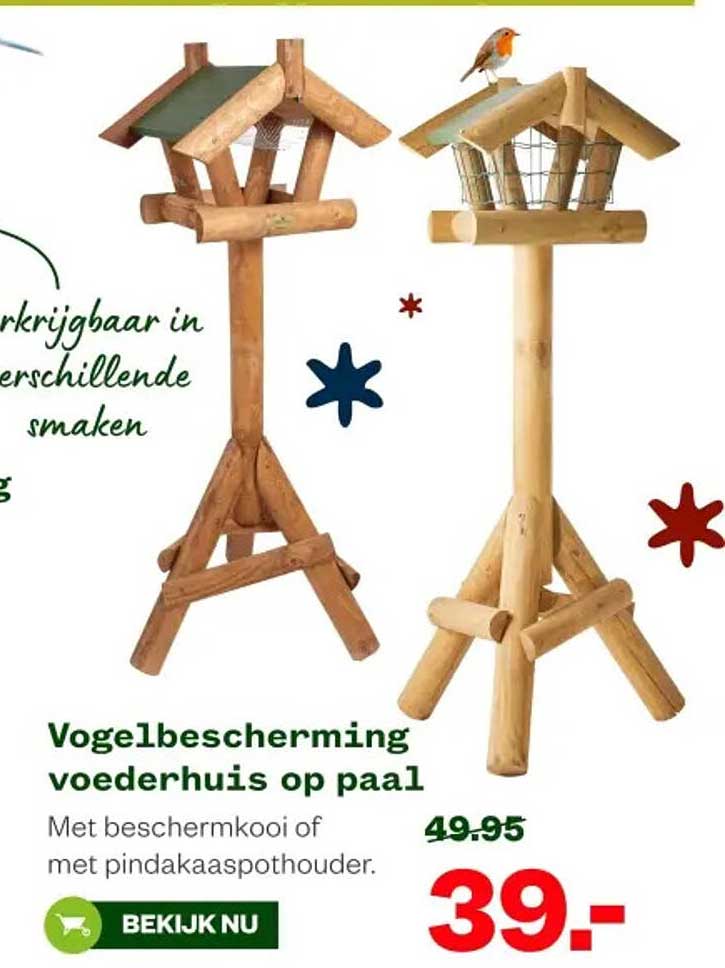 Vogelbescherming voederhuis op paal