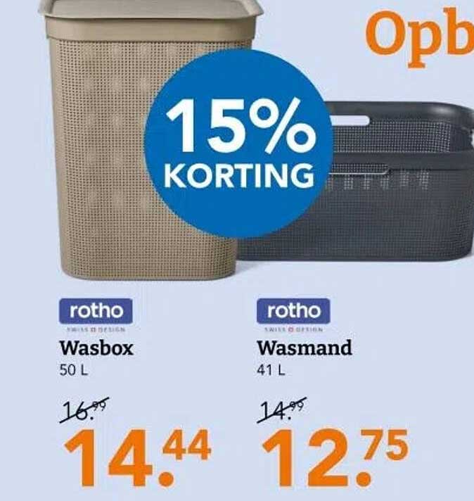 Wasbox en Wasmand met 15% korting